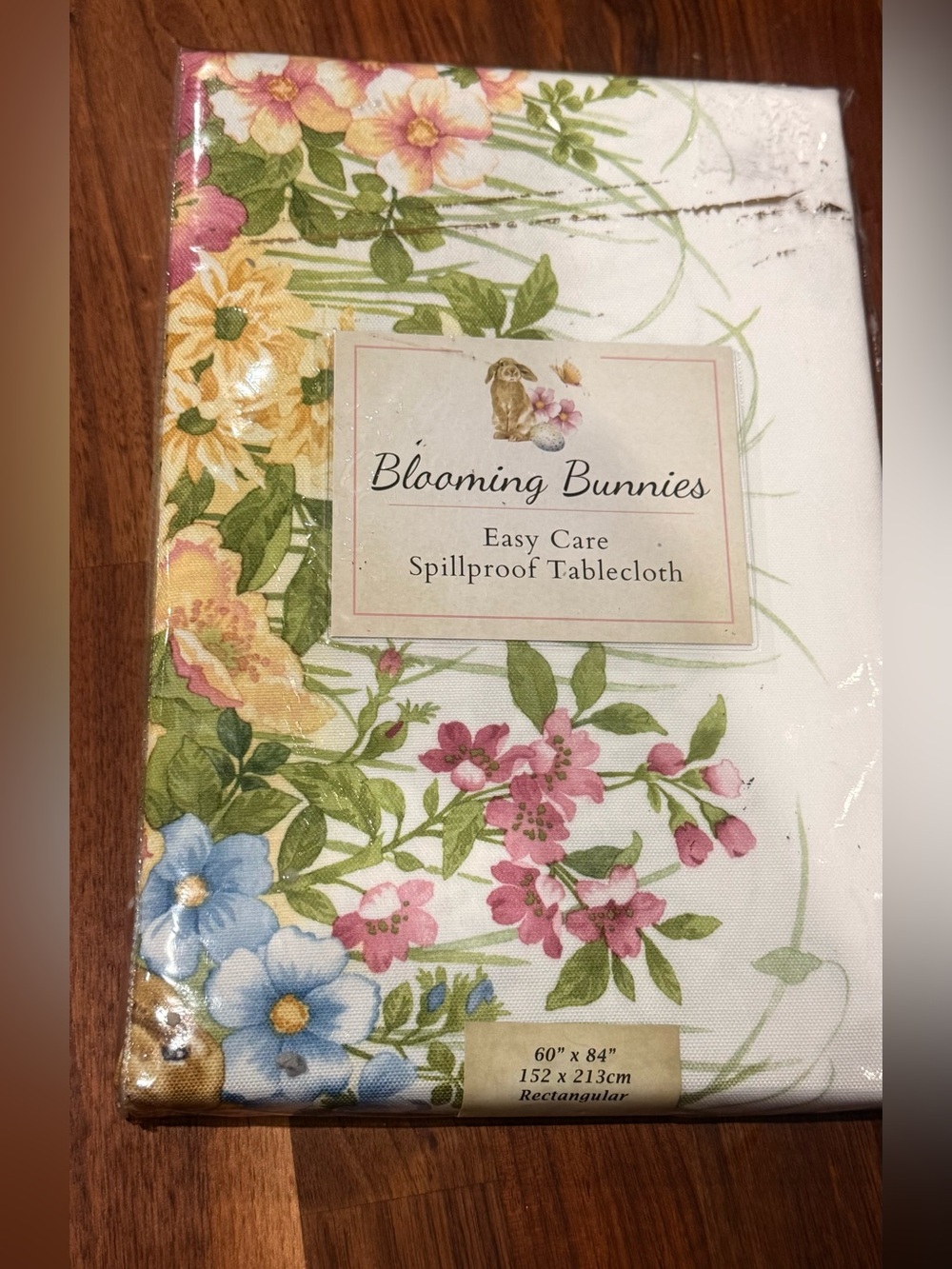 Benson Mills Blooming Bunnies Heavyweight Fabric Easter Tablecloth 60 x 84